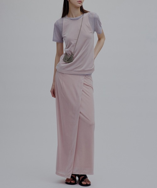 Ameri(アメリ)の「MEDI SHEER VELOUR WRAP LIKE SKIRT(スカート・レディース・ピンク/ブラウン/アイボリー・MEDIUM/SMALL)」の6枚目の写真