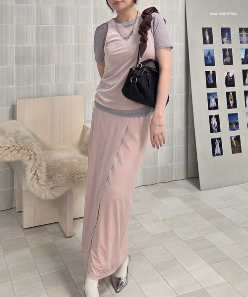 Ameri(アメリ)の「MEDI SHEER VELOUR WRAP LIKE SKIRT(スカート・レディース・ピンク/ブラウン/アイボリー・MEDIUM/SMALL)」の8枚目の写真