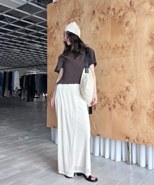 Ameri(アメリ)の「MEDI SHEER VELOUR WRAP LIKE SKIRT(スカート・レディース・ピンク/ブラウン/アイボリー・MEDIUM/SMALL)」の9枚目の写真