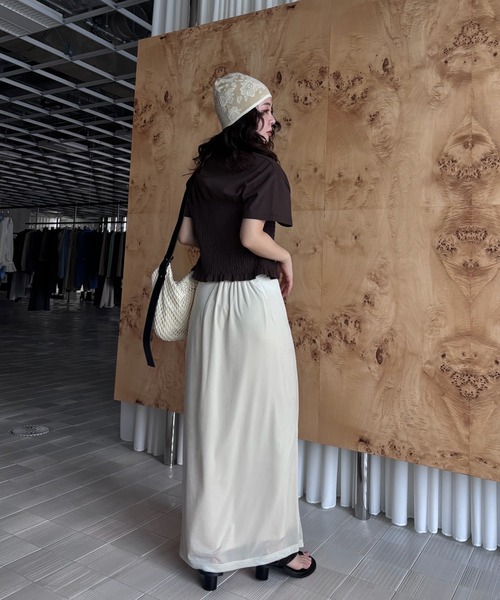 Ameri(アメリ)の「MEDI SHEER VELOUR WRAP LIKE SKIRT(スカート・レディース・ピンク/ブラウン/アイボリー・MEDIUM/SMALL)」の10枚目の写真