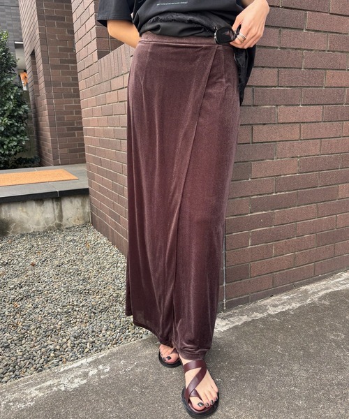 Ameri(アメリ)の「MEDI SHEER VELOUR WRAP LIKE SKIRT(スカート・レディース・ピンク/ブラウン/アイボリー・MEDIUM/SMALL)」の11枚目の写真