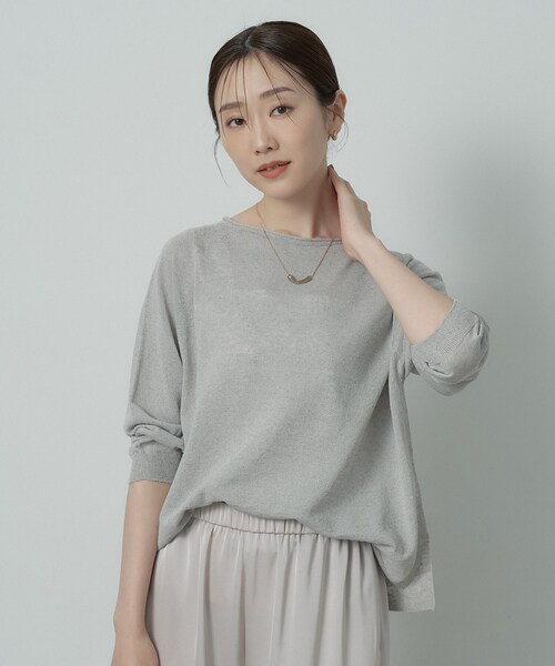 UNTITLED(アンタイトル)の「【ゆったり/リラクシー】リネンボートネックプルオーバー(ニット/セーター・レディース・ブラック/ナチュラル/ブラウン系その他/イエロー系その他・44/48/00/02/04)」の3枚目の写真