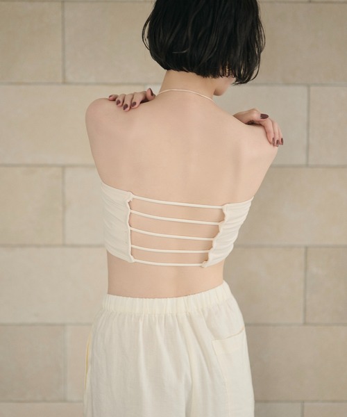 LAULEN(ローレン)の「back strap rib bandeau /バックストラップリブバンドゥ(チューブトップ・レディース・アイボリー/ブラック・FREE)」の9枚目の写真