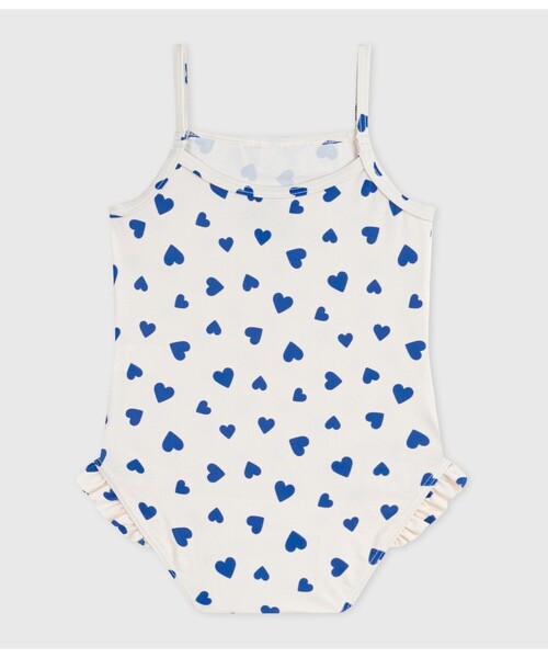 PETIT BATEAU(プチバトー)の「ハートプリント ワンピース水着(水着・キッズ・ホワイト×ブルー・12MONTH/18MONTH/24MONTH/36MONTH)」の4枚目の写真