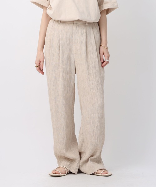 NOAHL(ノアル)の「【NOAHL】楊柳リラックスワイドパンツ(その他パンツ・レディース・セージグリーン/ブラック/ベージュ・L/M)」の3枚目の写真