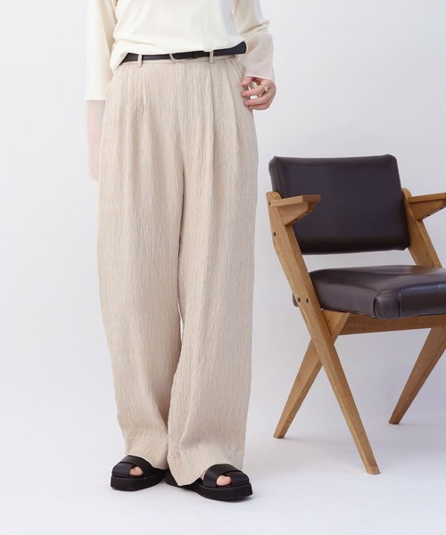 NOAHL(ノアル)の「【NOAHL】楊柳リラックスワイドパンツ(その他パンツ・レディース・セージグリーン/ブラック/ベージュ・L/M)」の5枚目の写真