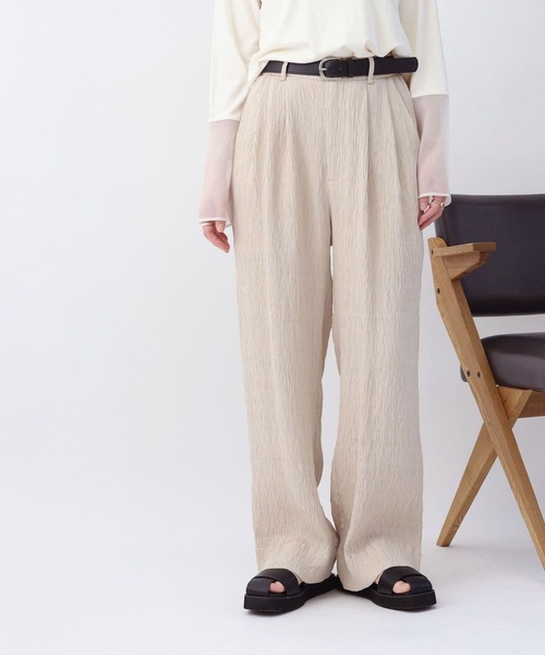 NOAHL(ノアル)の「【NOAHL】楊柳リラックスワイドパンツ(その他パンツ・レディース・セージグリーン/ブラック/ベージュ・L/M)」の10枚目の写真