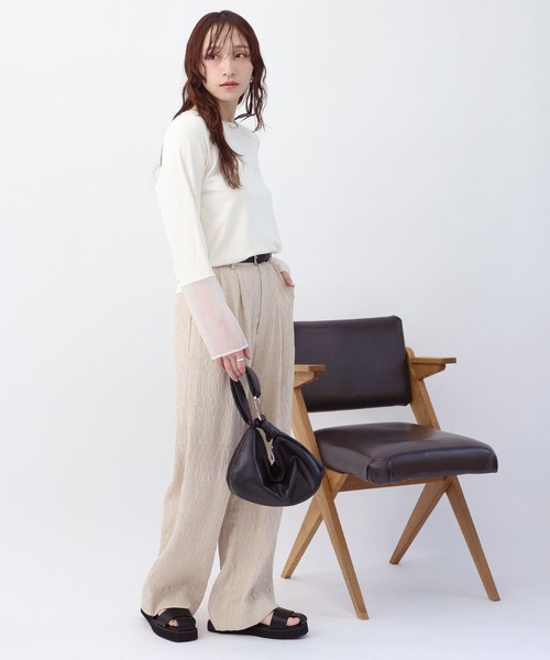 NOAHL(ノアル)の「【NOAHL】楊柳リラックスワイドパンツ(その他パンツ・レディース・セージグリーン/ブラック/ベージュ・L/M)」の13枚目の写真