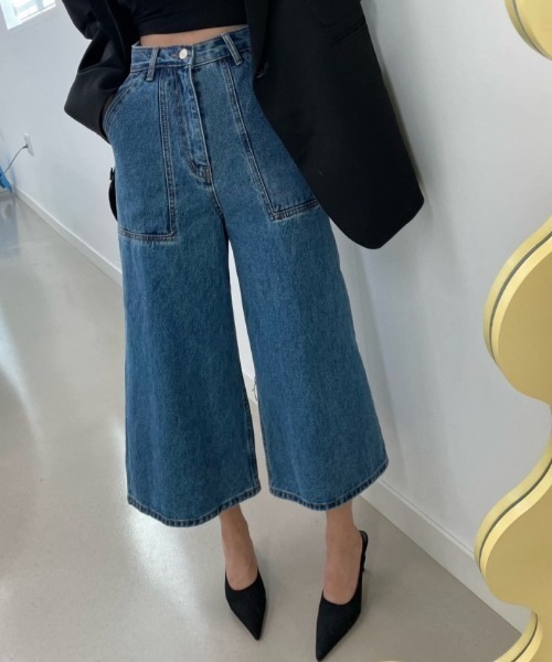 YUGA(ユーガ)の「YUGA_YGMC Korean-style Denim 7/8 length pants(デニムパンツ・レディース・インディゴブルー・M/L)」の1枚目の写真