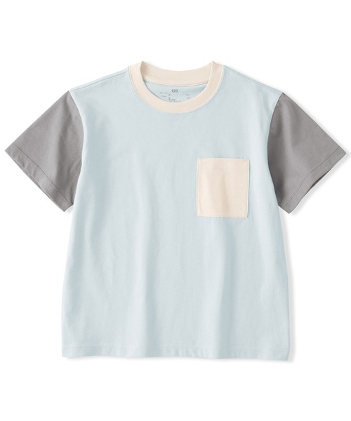無印良品（ムジルシリョウヒン）の「キッズ　カラーブロッククルーネック半袖Ｔシャツ（Tシャツ/カットソー・キッズ・ライトブルー/キナリ/オフホワイト・110/120/130/140/150）」の3枚目の写真