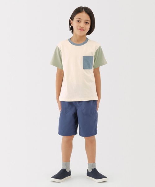 無印良品（ムジルシリョウヒン）の「キッズ　カラーブロッククルーネック半袖Ｔシャツ（Tシャツ/カットソー・キッズ・ライトブルー/キナリ/オフホワイト・110/120/130/140/150）」の5枚目の写真