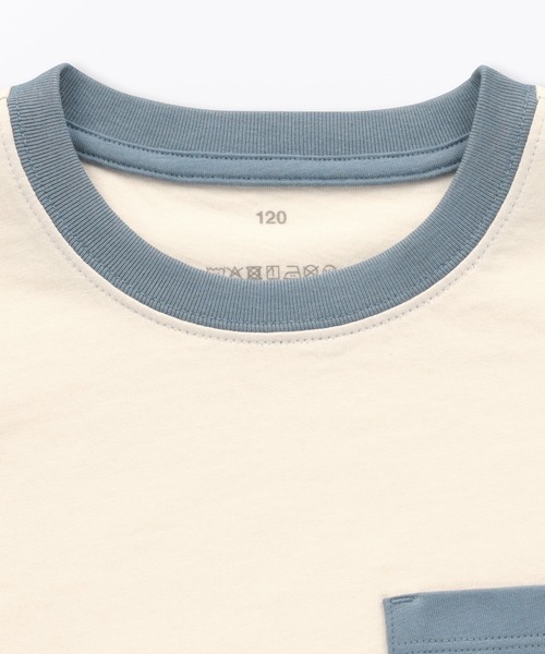 無印良品（ムジルシリョウヒン）の「キッズ　カラーブロッククルーネック半袖Ｔシャツ（Tシャツ/カットソー・キッズ・ライトブルー/キナリ/オフホワイト・110/120/130/140/150）」の8枚目の写真