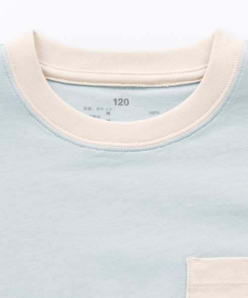 無印良品（ムジルシリョウヒン）の「キッズ　カラーブロッククルーネック半袖Ｔシャツ（Tシャツ/カットソー・キッズ・ライトブルー/キナリ/オフホワイト・110/120/130/140/150）」の10枚目の写真