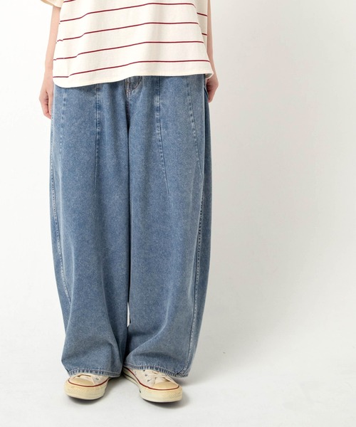 URCH RNA(アーチ アールエヌエー)の「R4468 ケミカル加工の5ポケまるパンツ(デニムパンツ・レディース・ダークインディゴブルー/ライトインディゴブルー/ベージュ系その他・FREE)」の2枚目の写真