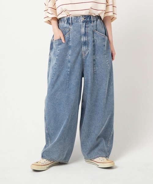 URCH RNA(アーチ アールエヌエー)の「R4468 ケミカル加工の5ポケまるパンツ(デニムパンツ・レディース・ダークインディゴブルー/ライトインディゴブルー/ベージュ系その他・FREE)」の4枚目の写真