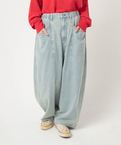 URCH RNA(アーチ アールエヌエー)の「R4468 ケミカル加工の5ポケまるパンツ(デニムパンツ・レディース・ダークインディゴブルー/ライトインディゴブルー/ベージュ系その他・FREE)」の10枚目の写真