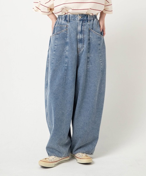 URCH RNA(アーチ アールエヌエー)の「R4468 ケミカル加工の5ポケまるパンツ(デニムパンツ・レディース・ダークインディゴブルー/ライトインディゴブルー/ベージュ系その他・FREE)」の6枚目の写真