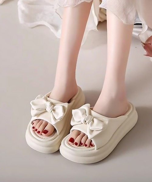 Miniministore(ミニミニストア)の「厚底サンダル リボン スリッパサンダル(サンダル・レディース・アイボリー/ブラック・25.0cm/24.5cm/24.0cm/23.5cm/23.0cm/22.5cm)」の19枚目の写真