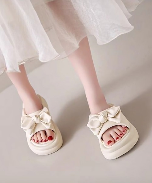 Miniministore(ミニミニストア)の「厚底サンダル リボン スリッパサンダル(サンダル・レディース・アイボリー/ブラック・25.0cm/24.5cm/24.0cm/23.5cm/23.0cm/22.5cm)」の20枚目の写真