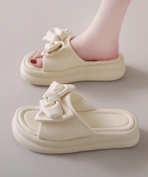 Miniministore(ミニミニストア)の「厚底サンダル リボン スリッパサンダル(サンダル・レディース・アイボリー/ブラック・25.0cm/24.5cm/24.0cm/23.5cm/23.0cm/22.5cm)」の21枚目の写真