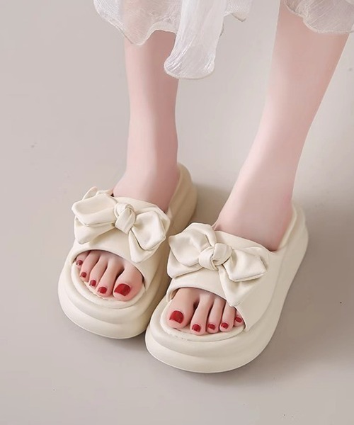 Miniministore(ミニミニストア)の「厚底サンダル リボン スリッパサンダル(サンダル・レディース・アイボリー/ブラック・25.0cm/24.5cm/24.0cm/23.5cm/23.0cm/22.5cm)」の22枚目の写真