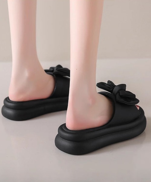 Miniministore(ミニミニストア)の「厚底サンダル リボン スリッパサンダル(サンダル・レディース・アイボリー/ブラック・25.0cm/24.5cm/24.0cm/23.5cm/23.0cm/22.5cm)」の6枚目の写真