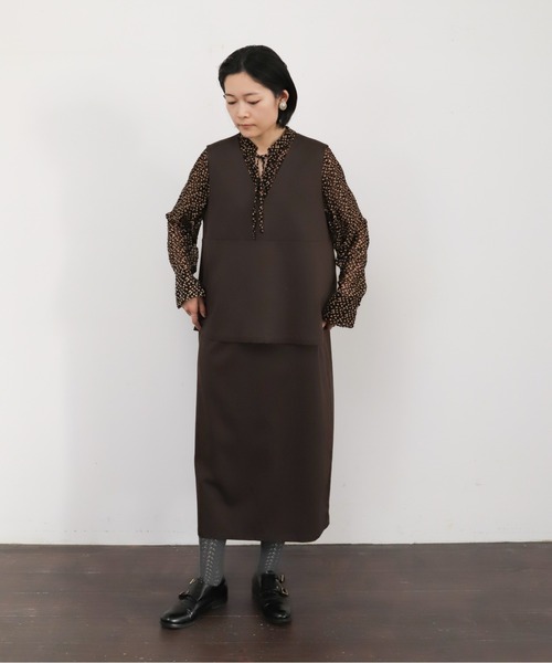 NOMBRE IMPAIR(ノンブルアンペール)の「【予約】オフドットプリント リボンブラウス(シャツ/ブラウス・レディース・ブラウン・FREE)」の11枚目の写真