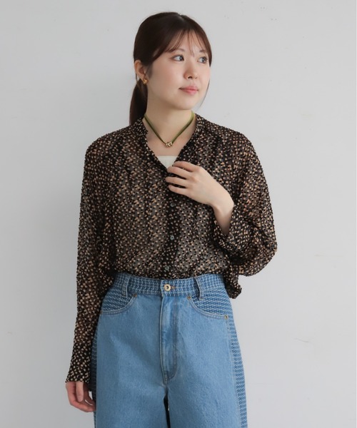 NOMBRE IMPAIR(ノンブルアンペール)の「【予約】オフドットプリント リボンブラウス(シャツ/ブラウス・レディース・ブラウン・FREE)」の3枚目の写真