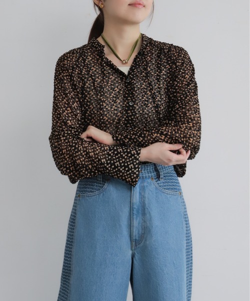NOMBRE IMPAIR(ノンブルアンペール)の「【予約】オフドットプリント リボンブラウス(シャツ/ブラウス・レディース・ブラウン・FREE)」の7枚目の写真
