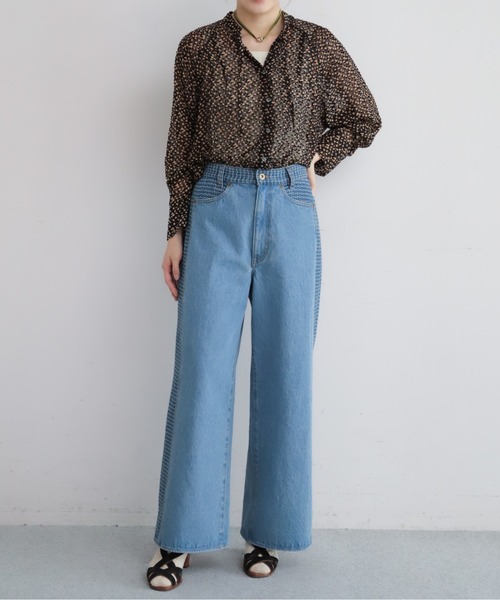 NOMBRE IMPAIR(ノンブルアンペール)の「【予約】オフドットプリント リボンブラウス(シャツ/ブラウス・レディース・ブラウン・FREE)」の4枚目の写真