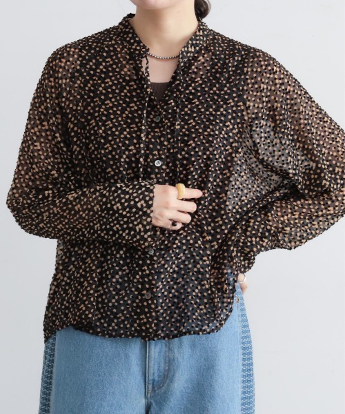 NOMBRE IMPAIR(ノンブルアンペール)の「【予約】オフドットプリント リボンブラウス(シャツ/ブラウス・レディース・ブラウン・FREE)」の12枚目の写真