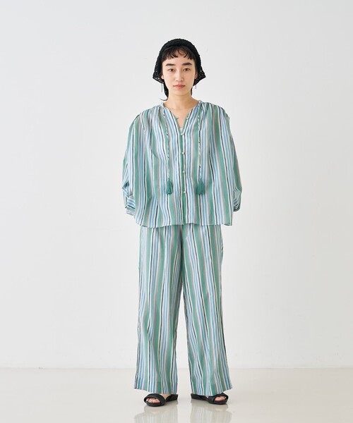 collex(コレックス)の「ブロックプリント ユラギ ストライフパンツ(その他パンツ・レディース・ダークブラウン/セージグリーン・フリー)」の3枚目の写真