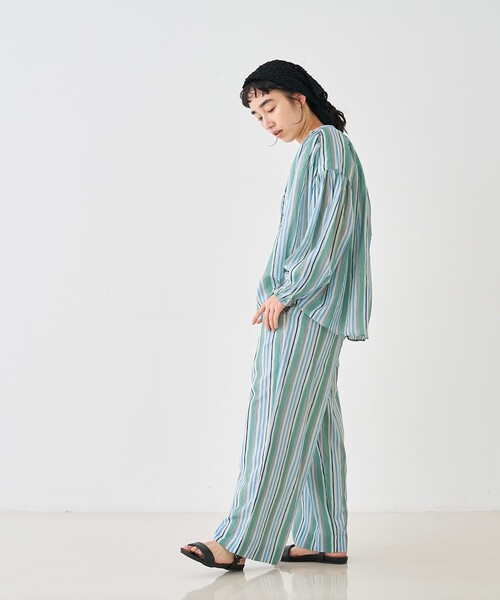 collex(コレックス)の「ブロックプリント ユラギ ストライフパンツ(その他パンツ・レディース・ダークブラウン/セージグリーン・フリー)」の4枚目の写真