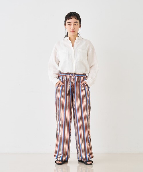 collex(コレックス)の「ブロックプリント ユラギ ストライフパンツ(その他パンツ・レディース・ダークブラウン/セージグリーン・フリー)」の6枚目の写真