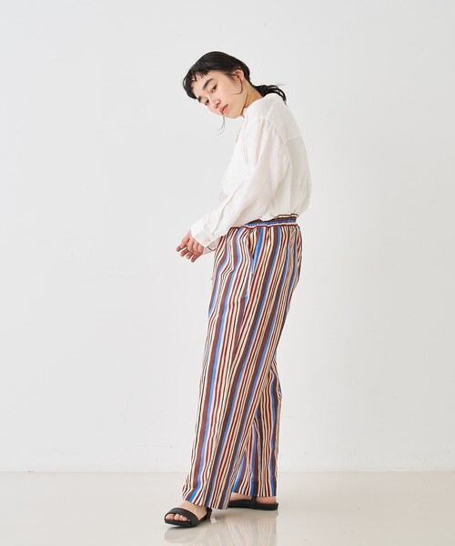 collex(コレックス)の「ブロックプリント ユラギ ストライフパンツ(その他パンツ・レディース・ダークブラウン/セージグリーン・フリー)」の8枚目の写真