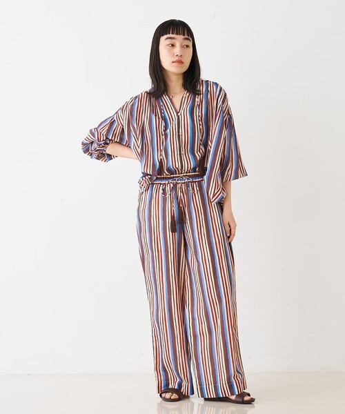 collex(コレックス)の「ブロックプリント ユラギ ストライフパンツ(その他パンツ・レディース・ダークブラウン/セージグリーン・フリー)」の9枚目の写真