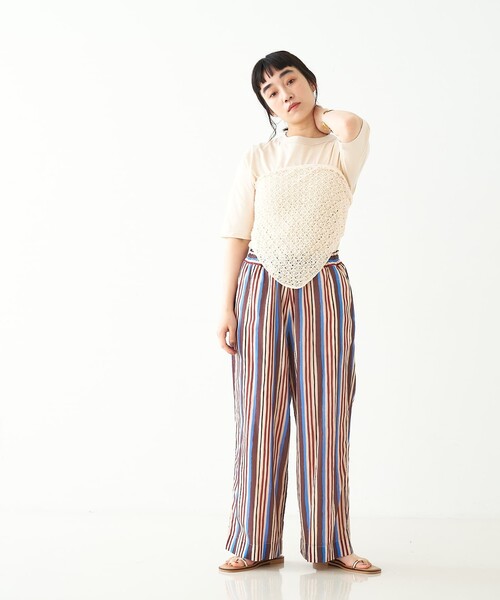 collex(コレックス)の「ブロックプリント ユラギ ストライフパンツ(その他パンツ・レディース・ダークブラウン/セージグリーン・フリー)」の13枚目の写真