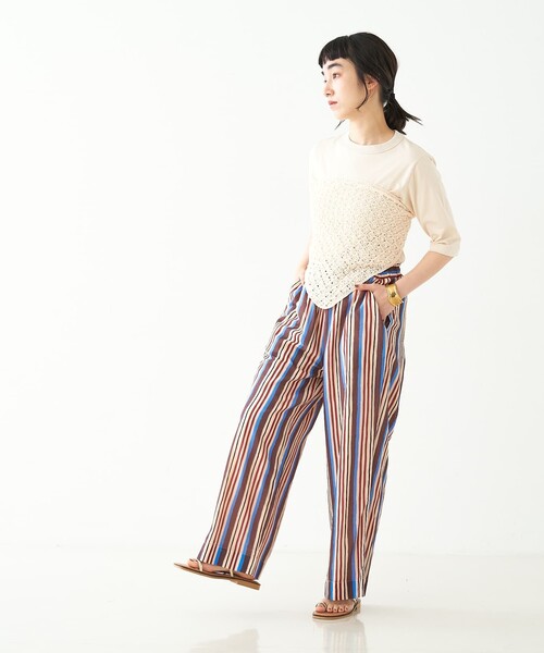collex(コレックス)の「ブロックプリント ユラギ ストライフパンツ(その他パンツ・レディース・ダークブラウン/セージグリーン・フリー)」の16枚目の写真