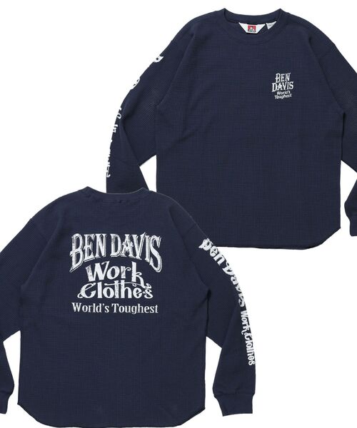 BEN DAVIS(ベンデイビス)の「【BEN DAVIS】BIG WAFFLE GRAPHIC CREW / ワッフル グラフィック クルー ロンT ユニセックス 長袖(Tシャツ/カットソー・メンズ・ネイビー/オフホワイト/ライトグレー/ブラック・X-LARGE/LARGE/MEDIUM)」の4枚目の写真