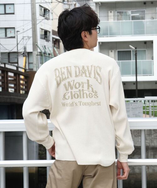 BEN DAVIS(ベンデイビス)の「【BEN DAVIS】BIG WAFFLE GRAPHIC CREW / ワッフル グラフィック クルー ロンT ユニセックス 長袖(Tシャツ/カットソー・メンズ・ネイビー/オフホワイト/ライトグレー/ブラック・X-LARGE/LARGE/MEDIUM)」の1枚目の写真