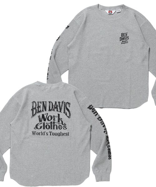 BEN DAVIS(ベンデイビス)の「【BEN DAVIS】BIG WAFFLE GRAPHIC CREW / ワッフル グラフィック クルー ロンT ユニセックス 長袖(Tシャツ/カットソー・メンズ・ネイビー/オフホワイト/ライトグレー/ブラック・X-LARGE/LARGE/MEDIUM)」の3枚目の写真