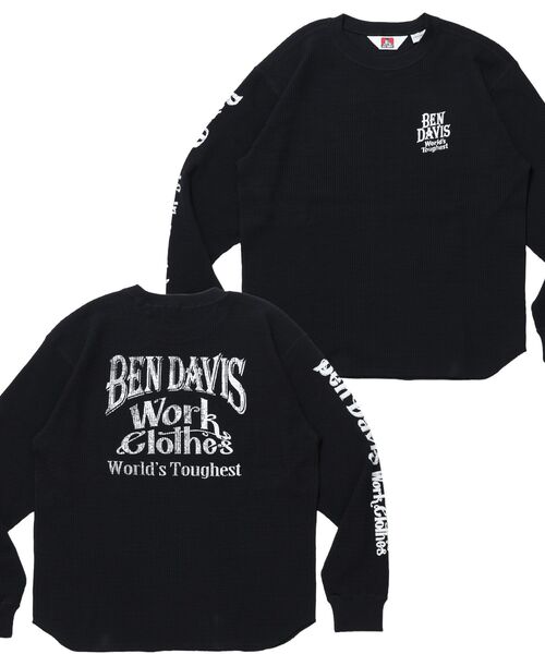 BEN DAVIS(ベンデイビス)の「【BEN DAVIS】BIG WAFFLE GRAPHIC CREW / ワッフル グラフィック クルー ロンT ユニセックス 長袖(Tシャツ/カットソー・メンズ・ネイビー/オフホワイト/ライトグレー/ブラック・X-LARGE/LARGE/MEDIUM)」の2枚目の写真