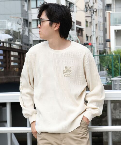 BEN DAVIS(ベンデイビス)の「【BEN DAVIS】BIG WAFFLE GRAPHIC CREW / ワッフル グラフィック クルー ロンT ユニセックス 長袖(Tシャツ/カットソー・メンズ・ネイビー/オフホワイト/ライトグレー/ブラック・X-LARGE/LARGE/MEDIUM)」の5枚目の写真