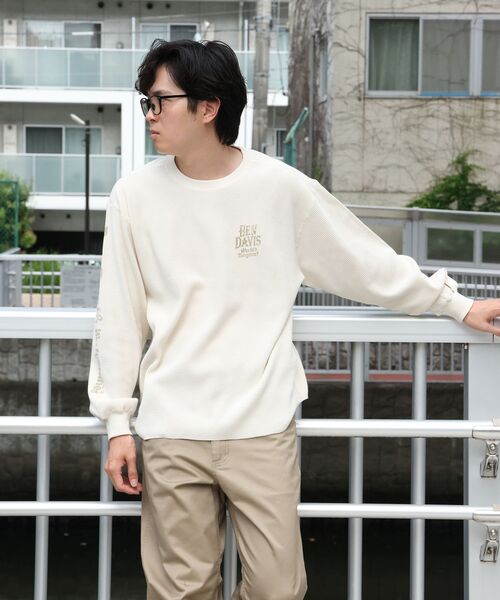 BEN DAVIS(ベンデイビス)の「【BEN DAVIS】BIG WAFFLE GRAPHIC CREW / ワッフル グラフィック クルー ロンT ユニセックス 長袖(Tシャツ/カットソー・メンズ・ネイビー/オフホワイト/ライトグレー/ブラック・X-LARGE/LARGE/MEDIUM)」の6枚目の写真