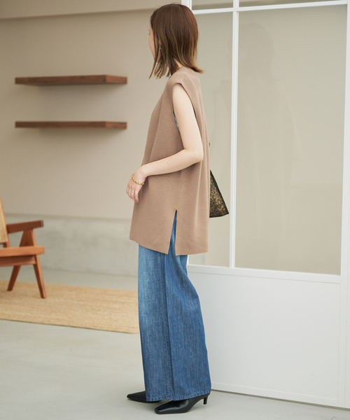 SLOBE IENA(スローブイエナ)の「《WEB限定カラーあり/追加》ダブルフェイスニットベスト(ベスト・レディース・チャコールグレー/キャメル/ブラック・FREE)」の18枚目の写真