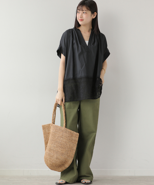 JOURNAL STANDARD relume(ジャーナルスタンダード レリューム)の「ローンレース切り替えブラウス(シャツ/ブラウス・レディース・ホワイト/ブラック・FREE)」の3枚目の写真