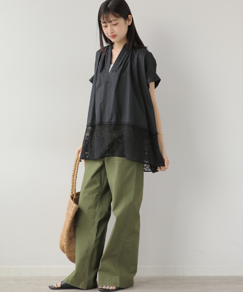 JOURNAL STANDARD relume(ジャーナルスタンダード レリューム)の「ローンレース切り替えブラウス(シャツ/ブラウス・レディース・ホワイト/ブラック・FREE)」の4枚目の写真