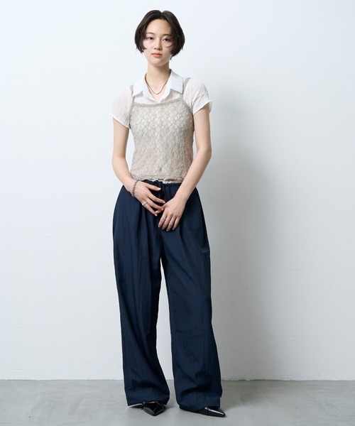 NUJOH(ヌゾ)の「Sheer Crinkle Crop Shirt / シアークリンクルクロップシャツ(シャツ/ブラウス・レディース・ブラック・FREE)」の14枚目の写真