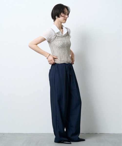 NUJOH(ヌゾ)の「Sheer Crinkle Crop Shirt / シアークリンクルクロップシャツ(シャツ/ブラウス・レディース・ブラック・FREE)」の16枚目の写真