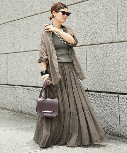 Deuxieme Classe(ドゥーズィエムクラス)の「*Sheer Boho スカート(スカート・レディース・カーキ/ブラック・38/36)」の4枚目の写真